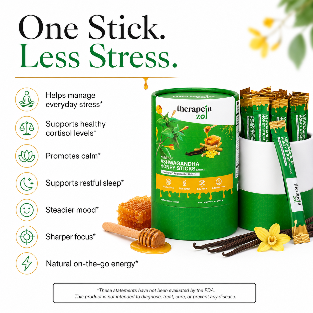 KSM-66® Ashwagandha Honey Sticks (Vanilla)