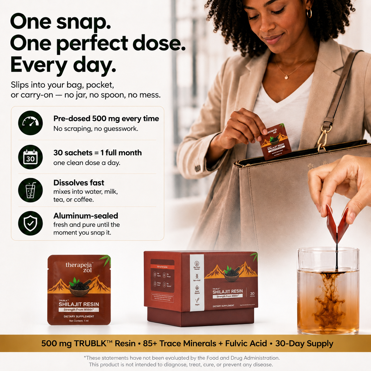 TRUBLK™ Shilajit Resin Single-use Snap Sachets
