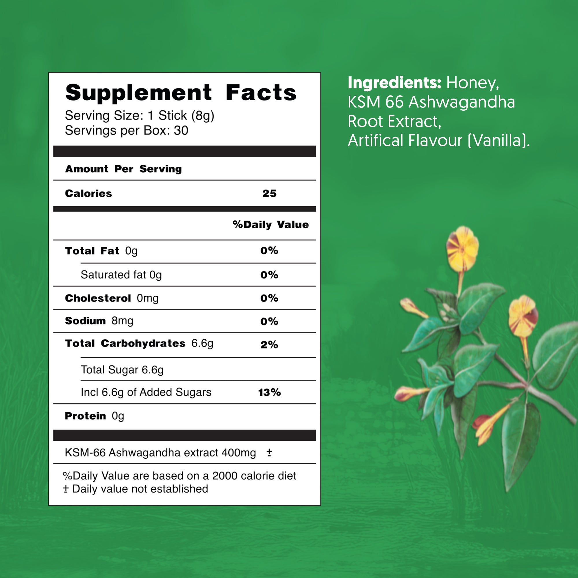 KSM-66® Ashwagandha Honey Sticks (Vanilla)
