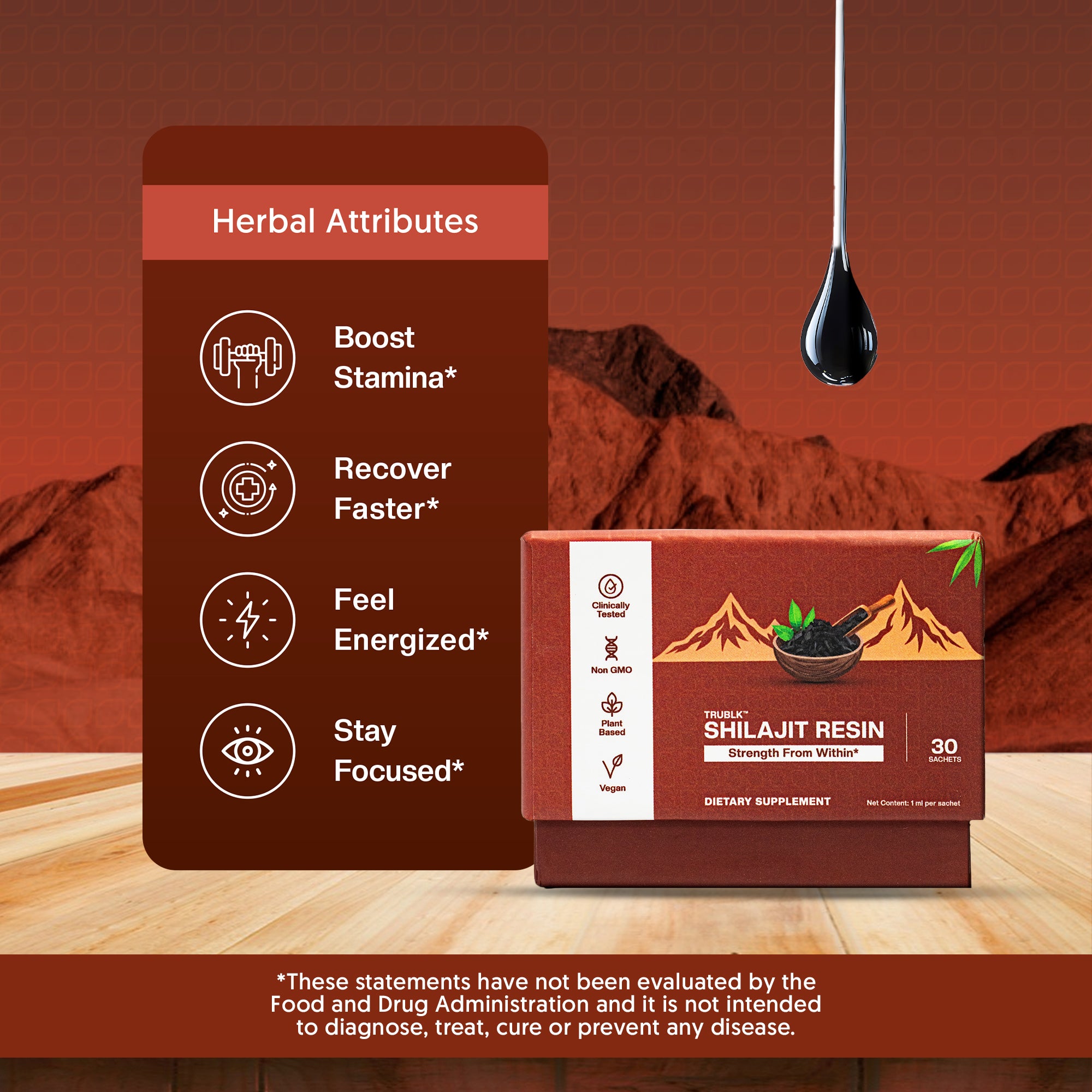 TRUBLK™ Shilajit Resin Single-use Snap Sachets