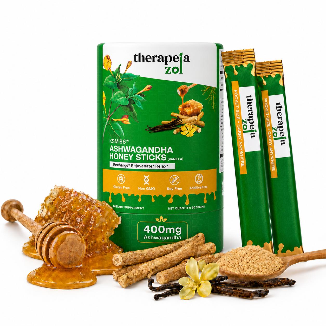 KSM-66® Ashwagandha Honey Sticks (Vanilla)