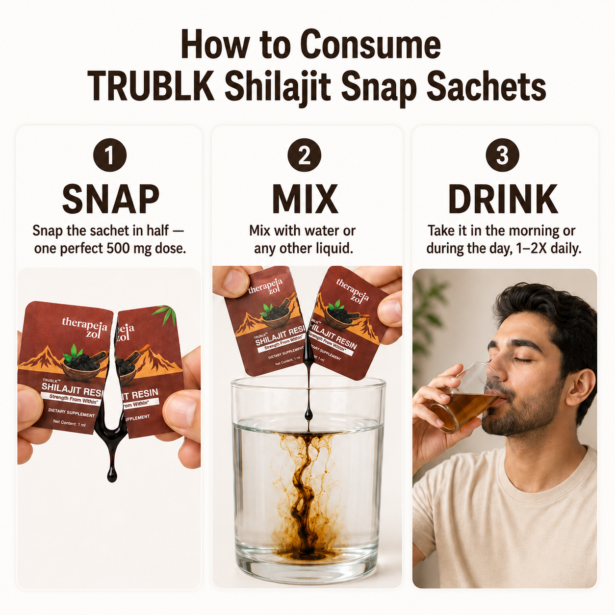 TRUBLK™ Shilajit Resin Single-use Snap Sachets