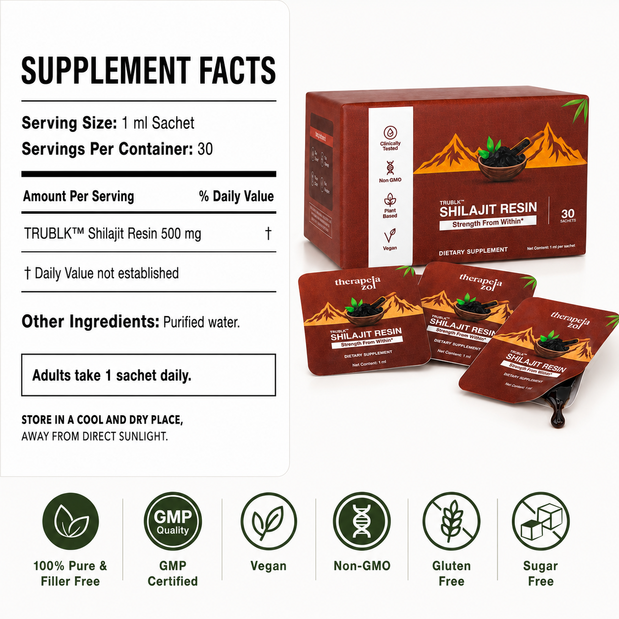 TRUBLK™ Shilajit Resin Single-use Snap Sachets