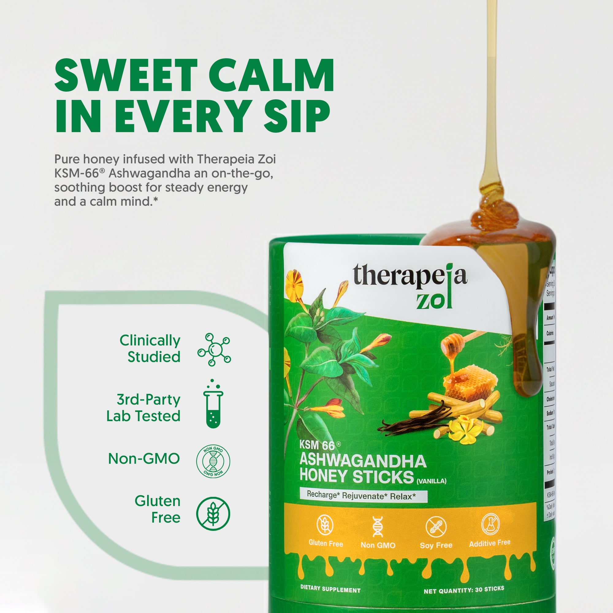 KSM-66® Ashwagandha Honey Sticks (Vanilla)