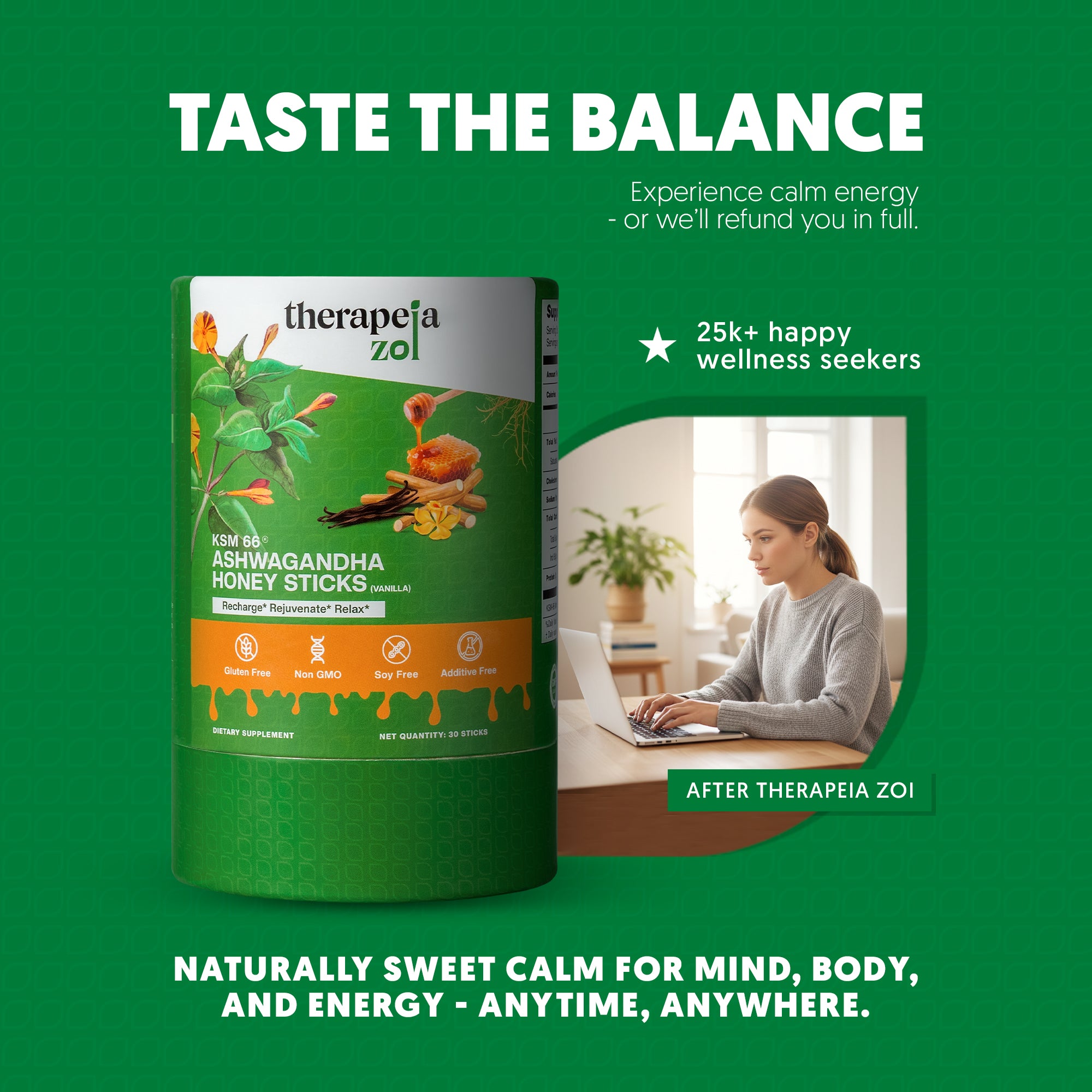 KSM-66® Ashwagandha Honey Sticks (Vanilla)